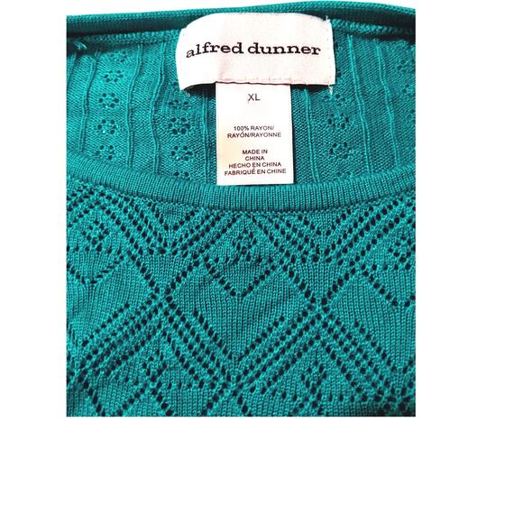 ALFRED DUNNER Sweater Cardigan Cami XL Attached Twinset Turquoise Teal Knitted - Picture 5 of 11